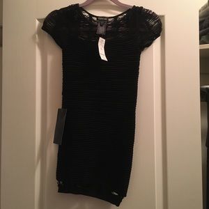 Bebe bodycon mesh textured little black dress XS